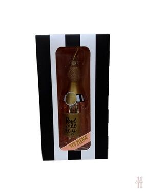 NEW 8 Oak Lane "Rosé All Day" Glass Champagne Bottle Christmas Ornament